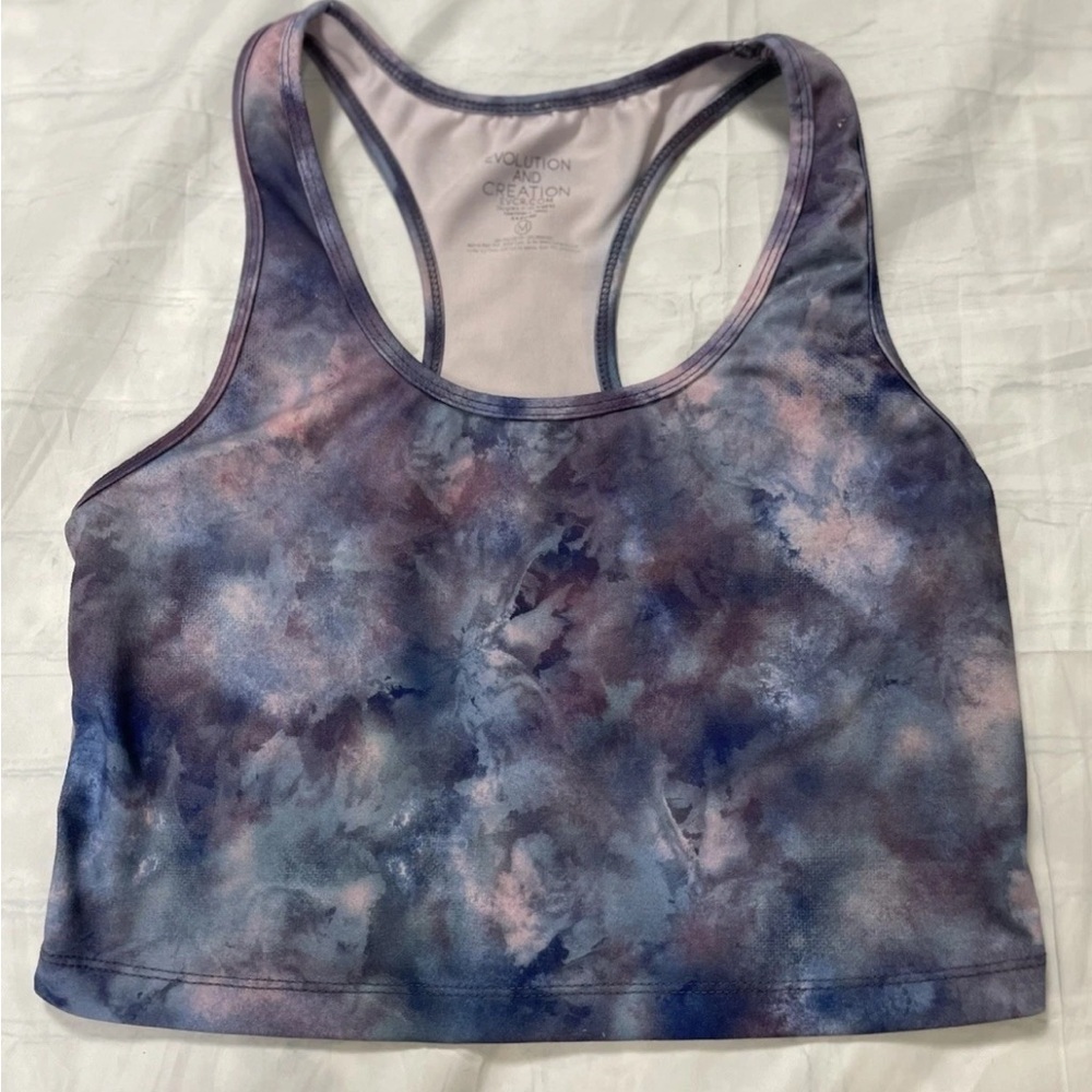 Evolution and Creation EVCR Women’s Cropped Tank Top Tie Dye Sleep Bra Sports‎ M